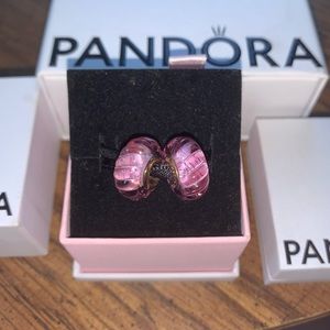 Pandora Rose Purple Glitter Twist Murano Charms (set)
